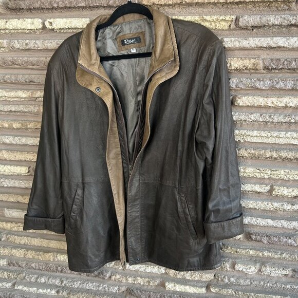 Remy Women’s Dark Brown Lambskin Leather Double Collar Jacket Size Medium - Picture 5 of 8